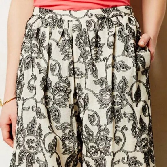 NWT Anthropologie San & Soni Terre Textured Cotton Wide Leg Pants 10 - Picture 3 of 16